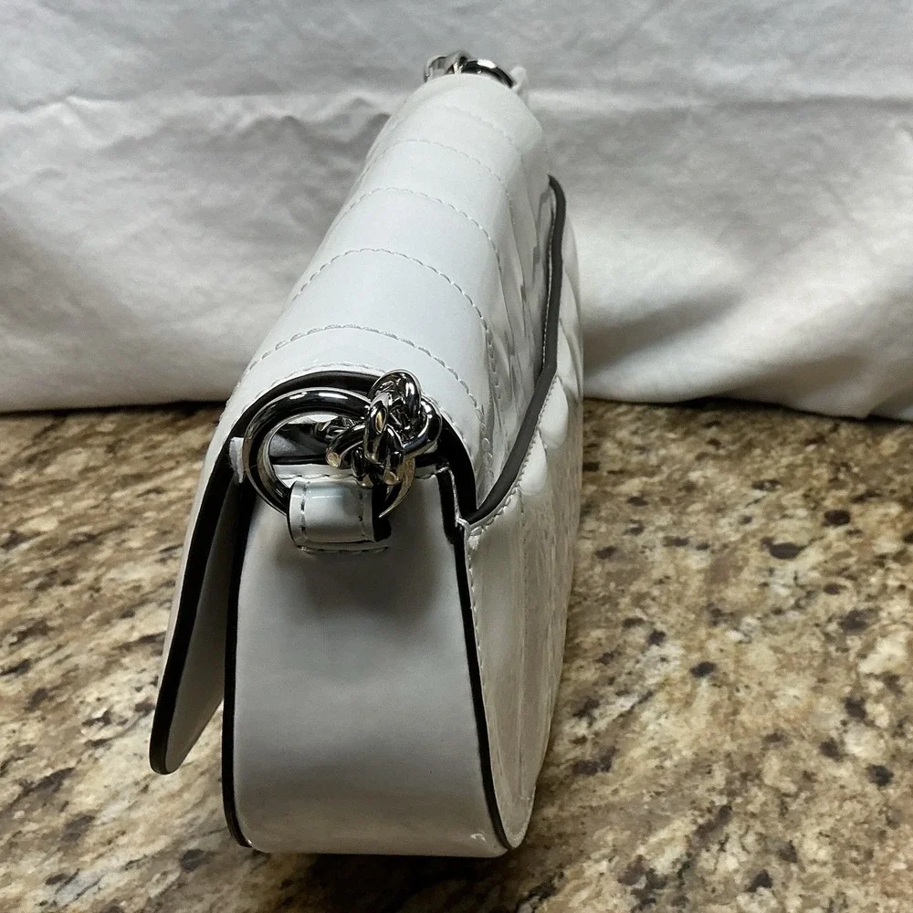 Michael Kors Mila Small Patent Convertible Crossbody Optic White NWOT 35T5SIMC5A